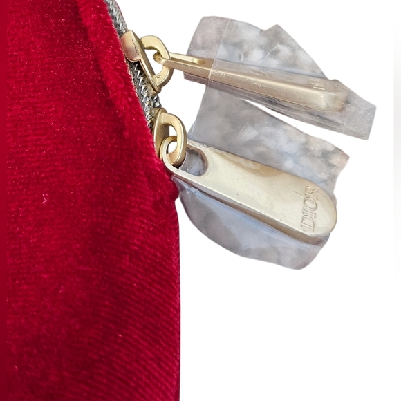 Christian Dior Red Velvet Pouch with Logo and Rouge Dior Lipstick #558. New! - Picture 4 of 11